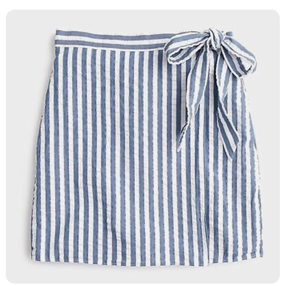 J.Crew Textured Wrap Mini Skirt In Blue Stripe Size 2P